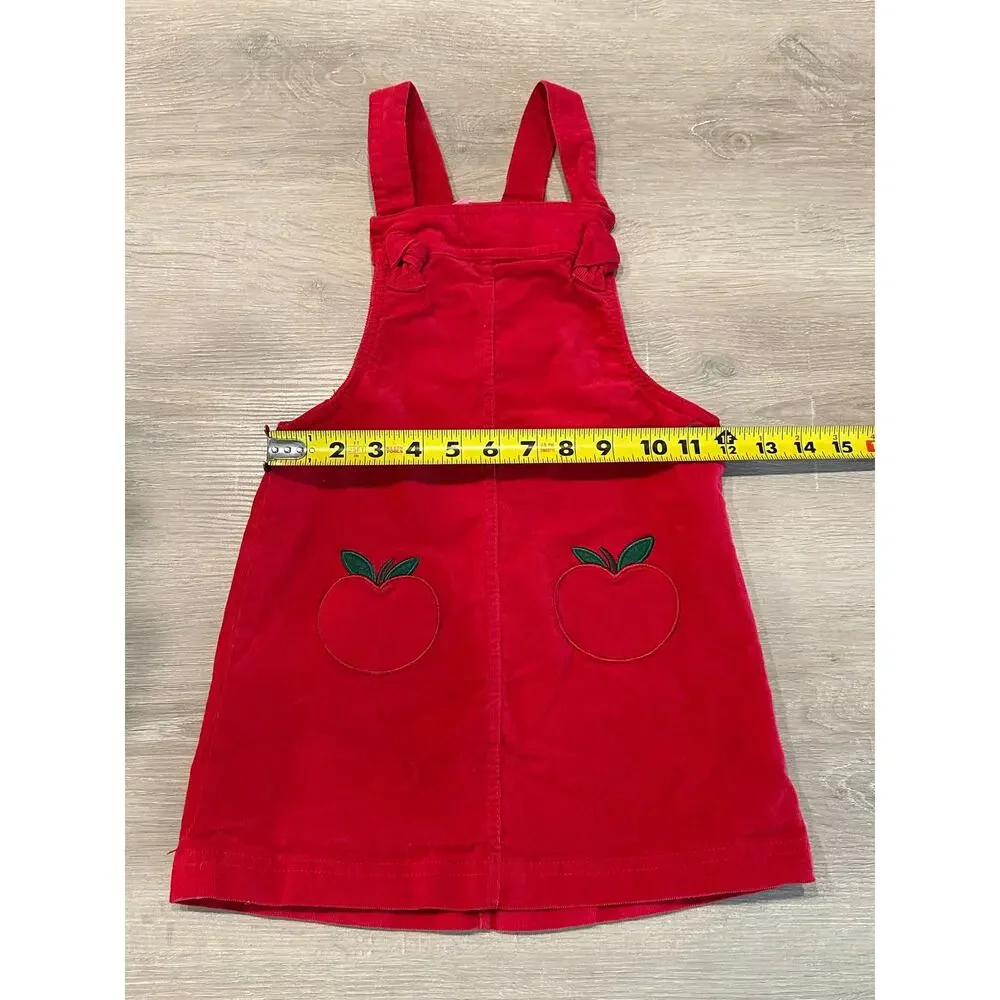 Apple Corduroy Jumper Dress Girls Red Overall Pinafore‎ Isaac Mizrahi 5 Years